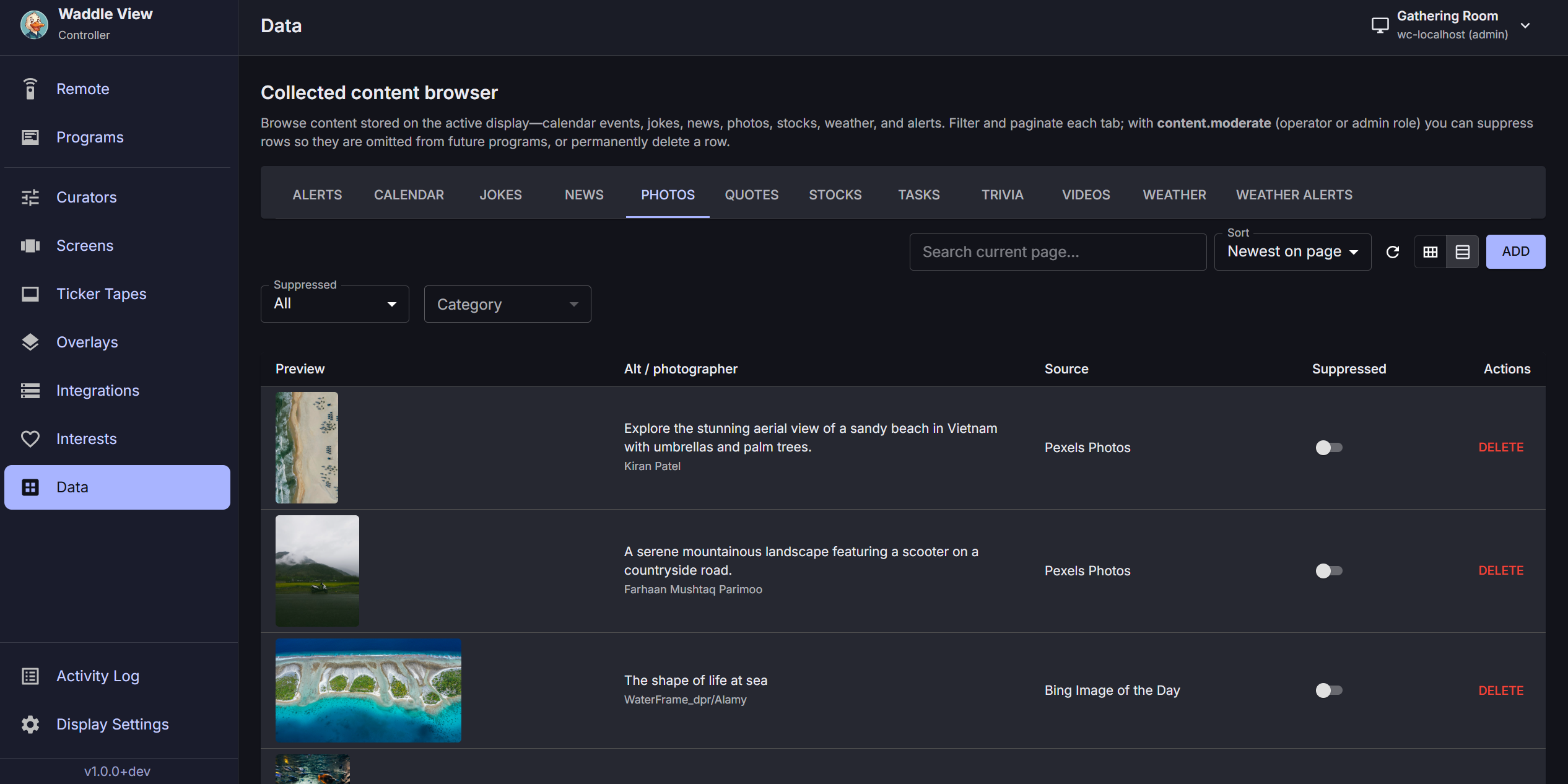 Waddle View controller photos data source